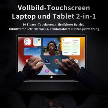 UDKED 360 Grad drehbaren Bildschirm ausgestattet Notebook (Intel N95, UHD Grafik, 512 GB SSD, 12GBRAM,mit vielseitigem Design und Premium-Zubehör für Produktivität)