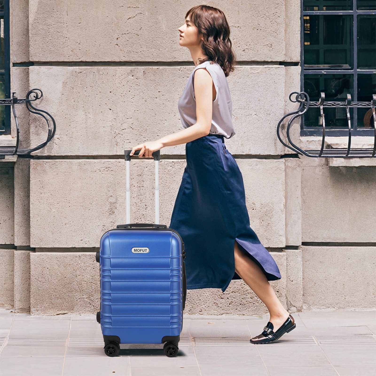 MoFut Koffer Zwillingsrollen Reisekoffer Koffer Trolleys Hartschale (M/L/XL), 4 Rollen, Trolley Handgepäck Große Kapazität mit 4 Rollen und Zahlenschloss – Bild 4 von 5