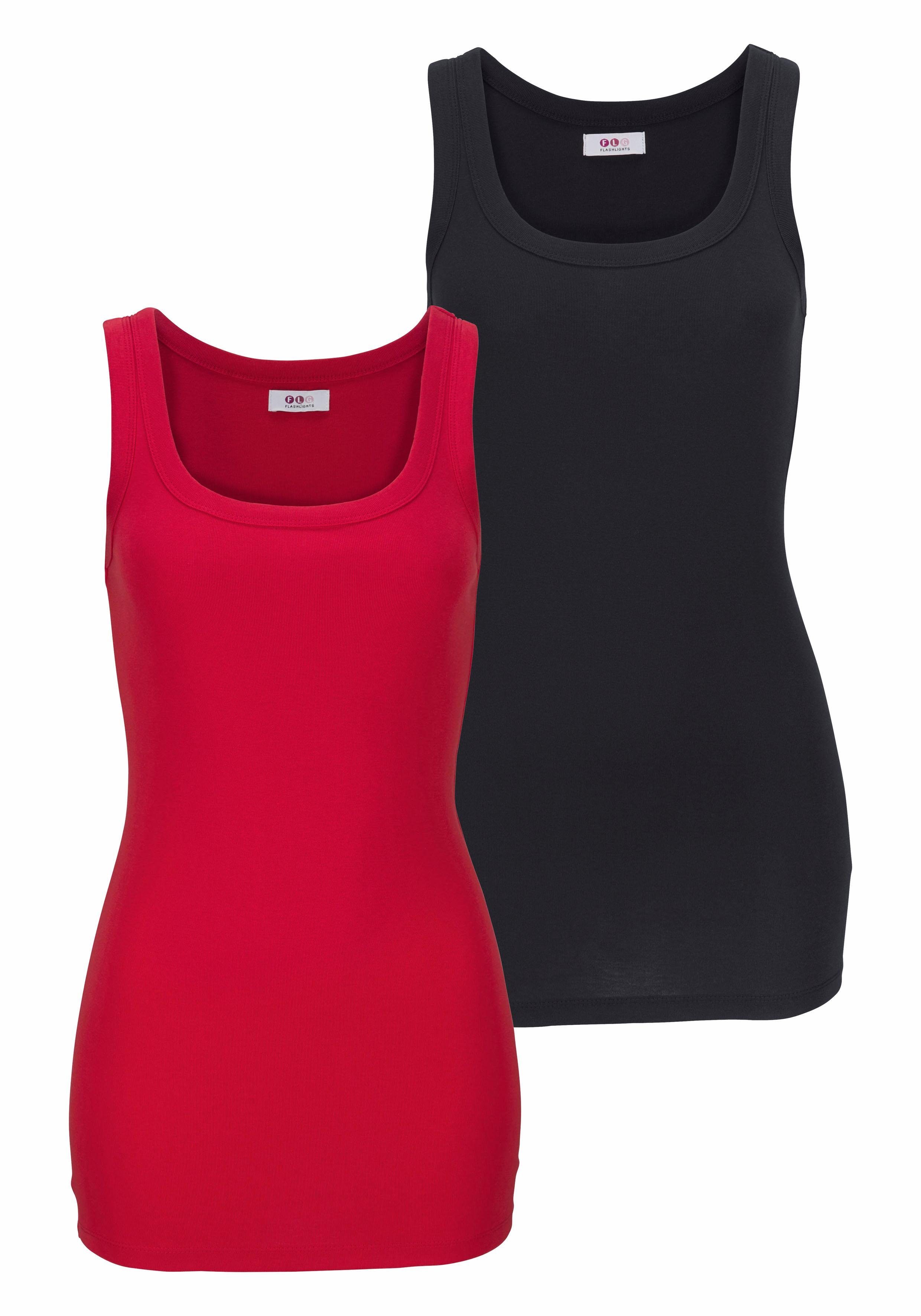 rot, Longform schwarz (Packung, 2er-Pack) Tanktop in Flashlights