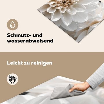 MuchoWow Herdblende-/Abdeckplatte Blumen - Weiß - Natur, Vinyl, (1 tlg), 59x51 cm, Induktionsschutz, Induktionskochfeld, Ceranfeldabdeckung