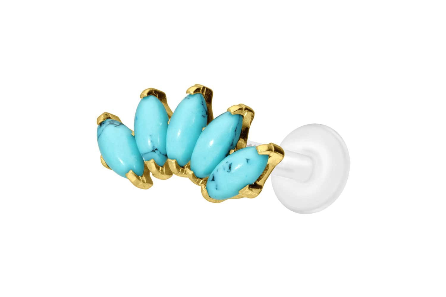 PIERCINGLINE Piercing-Set PTFE Labret mit Innengewinde + Titan-Aufsatz BOGEN + SYNTHETISCHE (Labrets, 1-tlg)