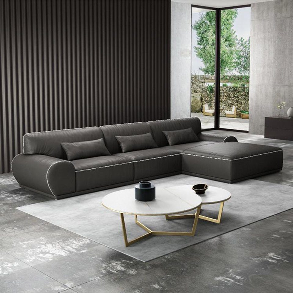 JVmoebel Esk Ledersofa Ecksofa, Design Ecksofa Modern Schwarz Wohnlandschaft Couch Sofas L-form