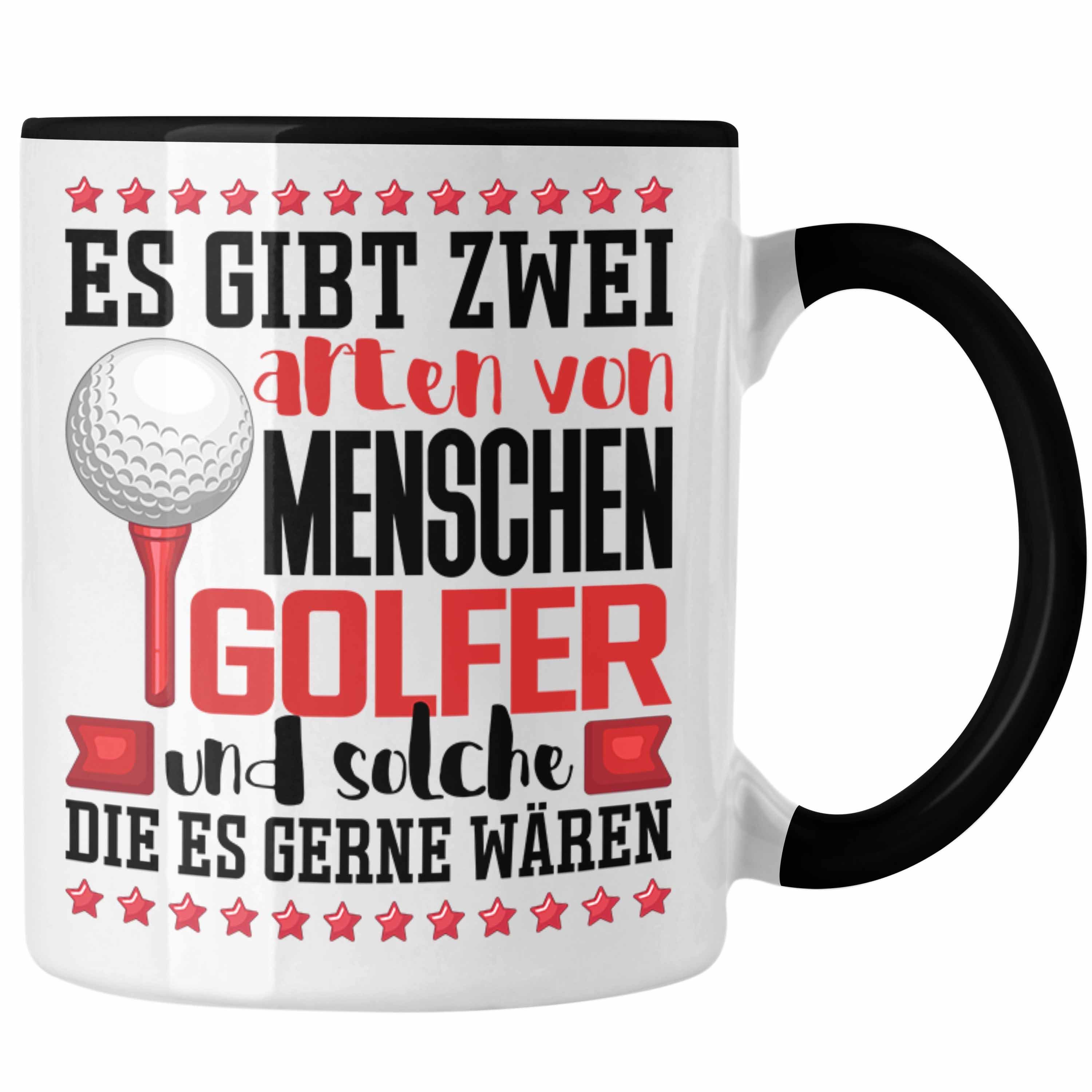 Trendation Tasse Golfer Tasse Spruch Geschenk Es Gibt 2 Arten von Menschen Golfspieler Schwarz