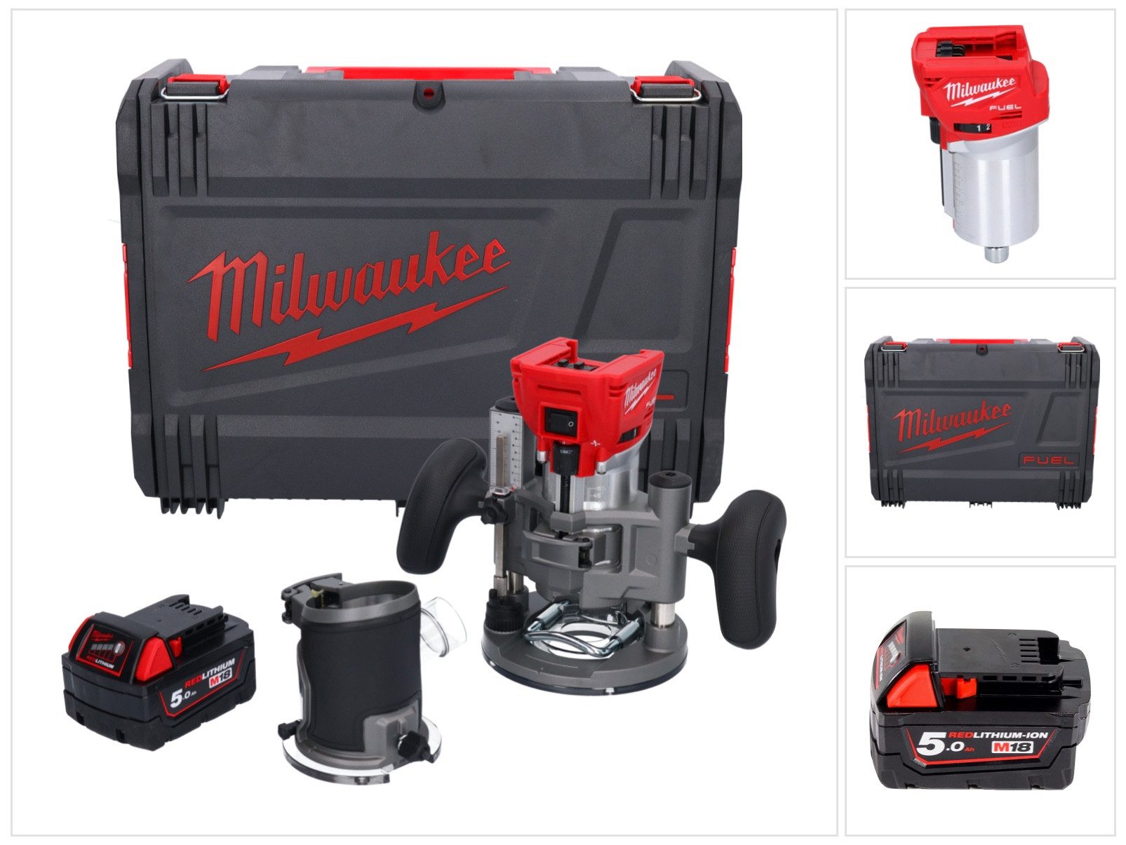 Milwaukee Oberfräse M18 FTR-501X Akku Fräse 18 V Brushless + 1x Akku 5,0 Ah + Fräsmodule