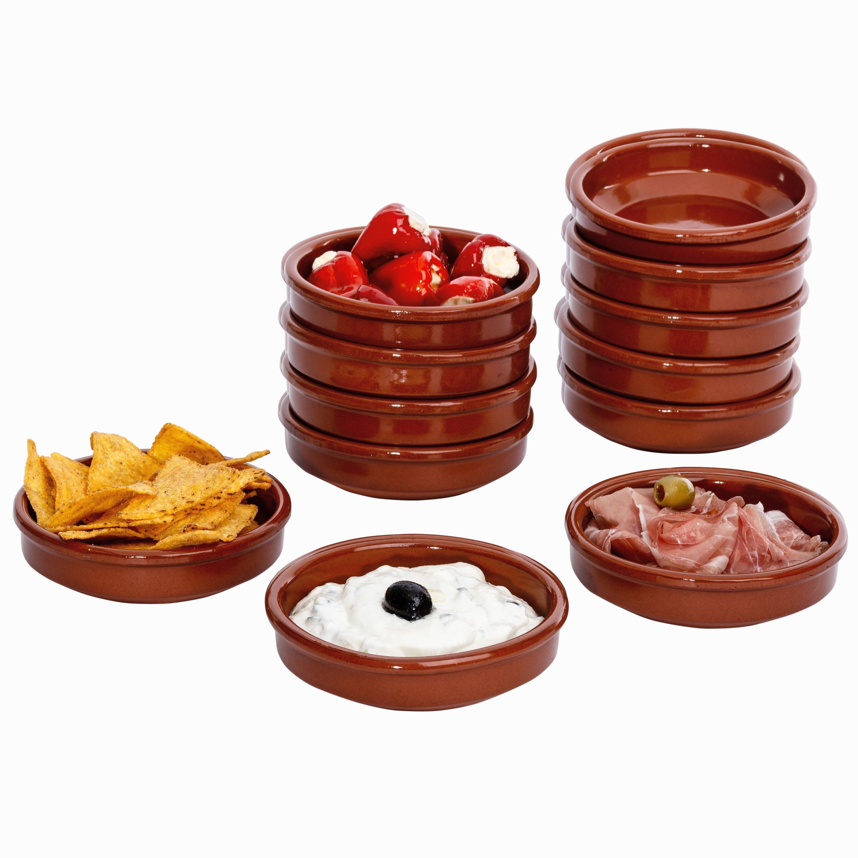 Tapas-Schale 12er Set Cazuela Ton-Schale Bruno Ø 12cm Größe S Mittelalter
