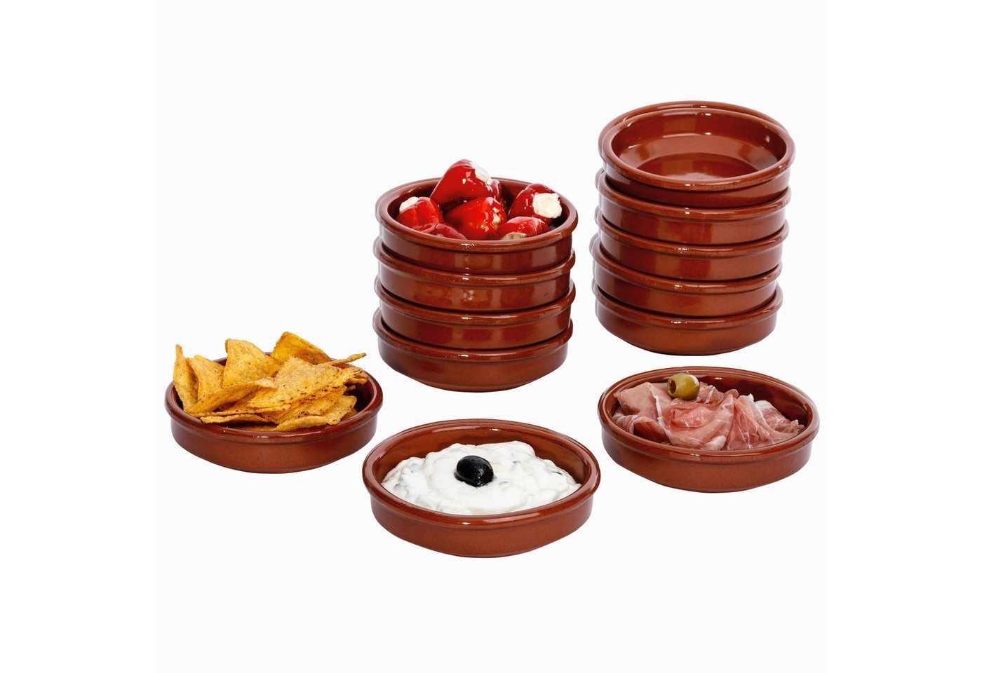 MamboCat Tapas-Schale 12er Set Cazuela Ton-Schale Bruno Ø 12cm Größe S Mittelalter, Ton