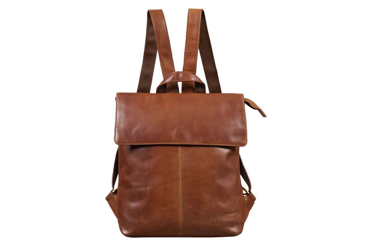 STILORD Notebook-Rucksack "Charlie" Vintage Lederrucksack Braun Damen Herren 13,3 Zoll Echtleder