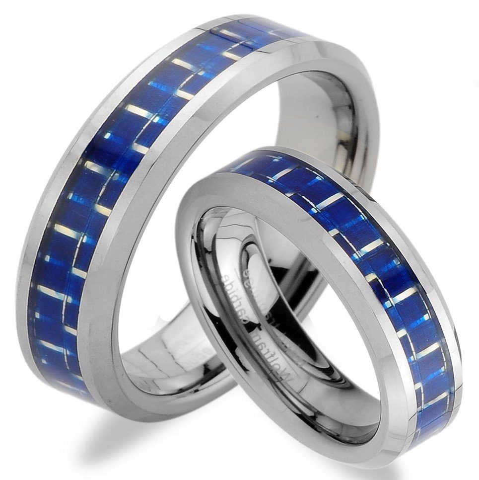 Trauringe123 Trauring WOLFRAM TRAURINGE PARTNER RINGE mit CARBON EINLAGE Blau Hochzeitsringe Verlobungsringe Trauringe Eheringe Partnerringe JW7