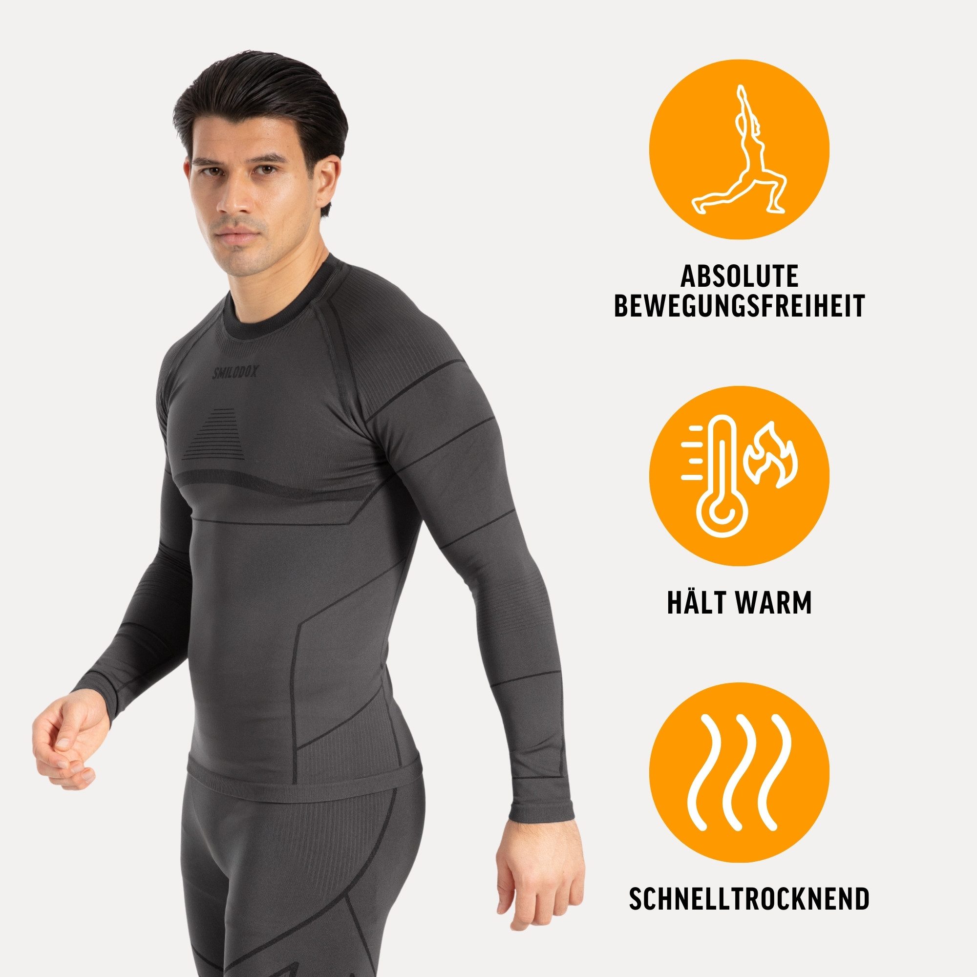 Smilodox Thermounterhemd Thermounterwäsche Set Herren - Funktionsunterwäsche - Thermowäsche Set ideal für Wintersportaktivitäten, atmungsaktiv, Seamless