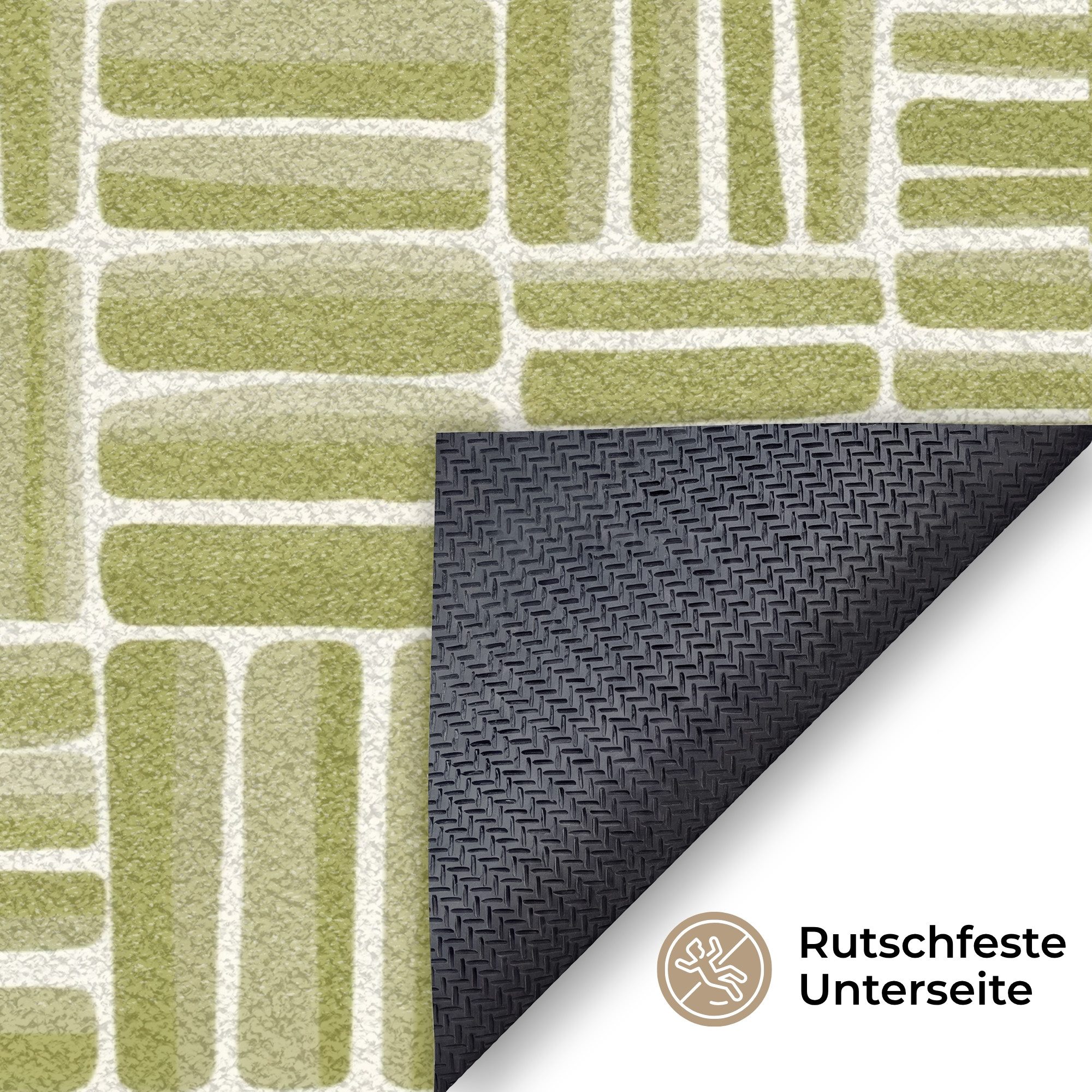 MuchoWow Fußmatte Groß Zopf - Muster - Grün, Rechteckig, Sauberlaufmatte, Fußabtreter, Schmutzfänger 150x90 cm