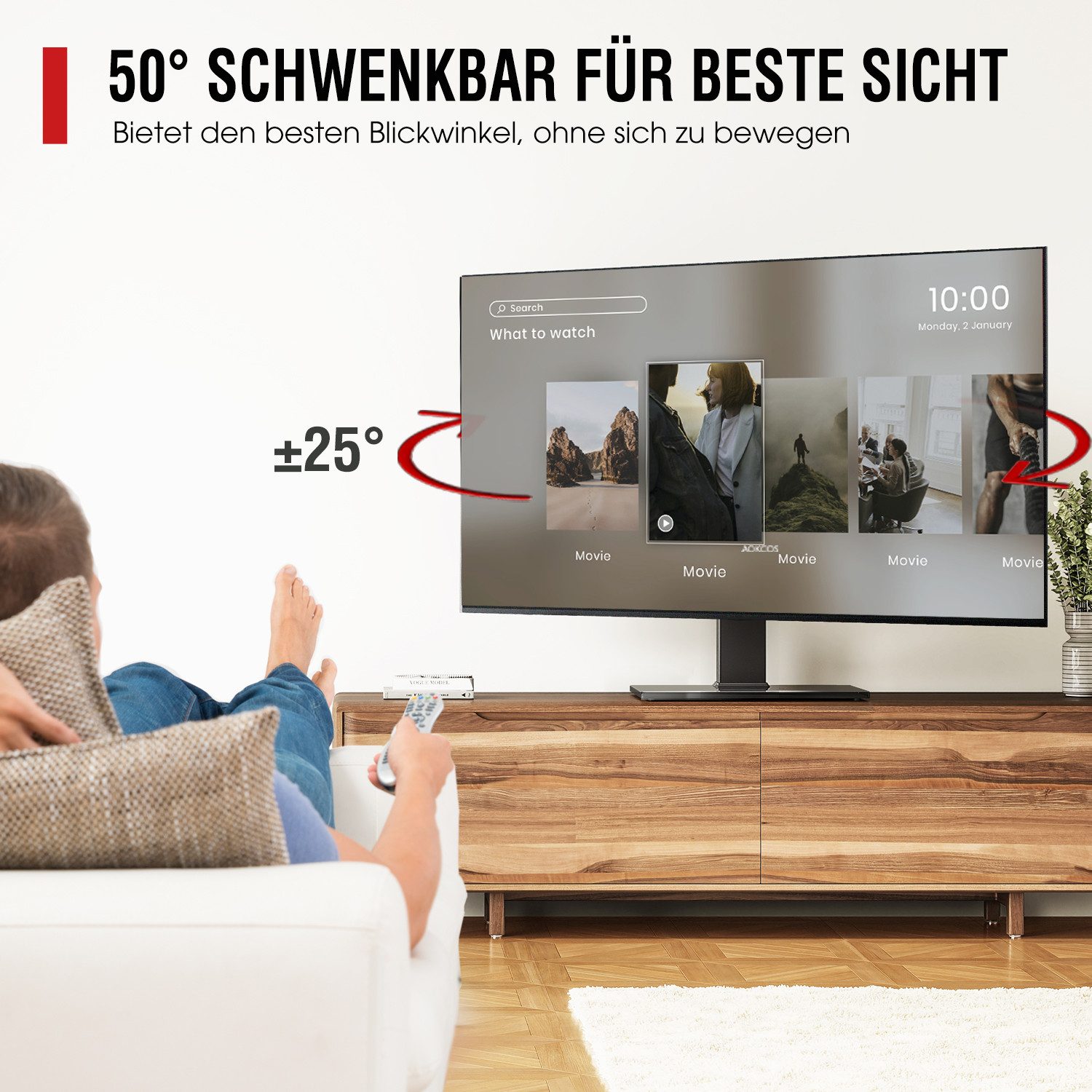 AOKCOS TV-Ständer Tisch-TV-Ständer, TV-Standfuß, 32-75 Zoll, (bis 75 Zoll, höhenverstellbar, ±25° schwenkabr, rutschfeste Füße)