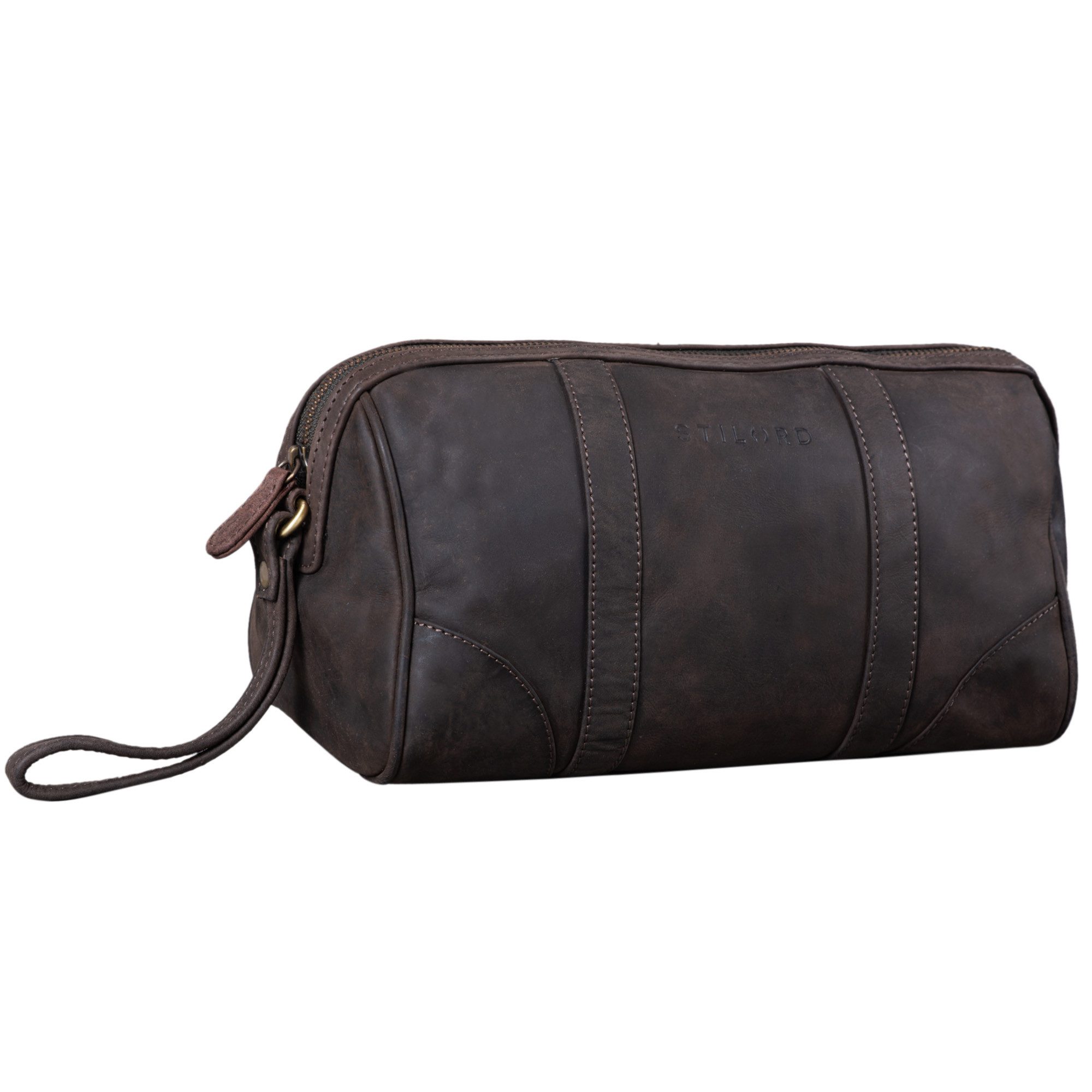 Kulturbeutel "Charles" Kulturtasche Leder Groß