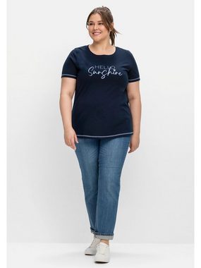 Sheego T-Shirt Große Größen mit Wordingprint, leicht tailliert