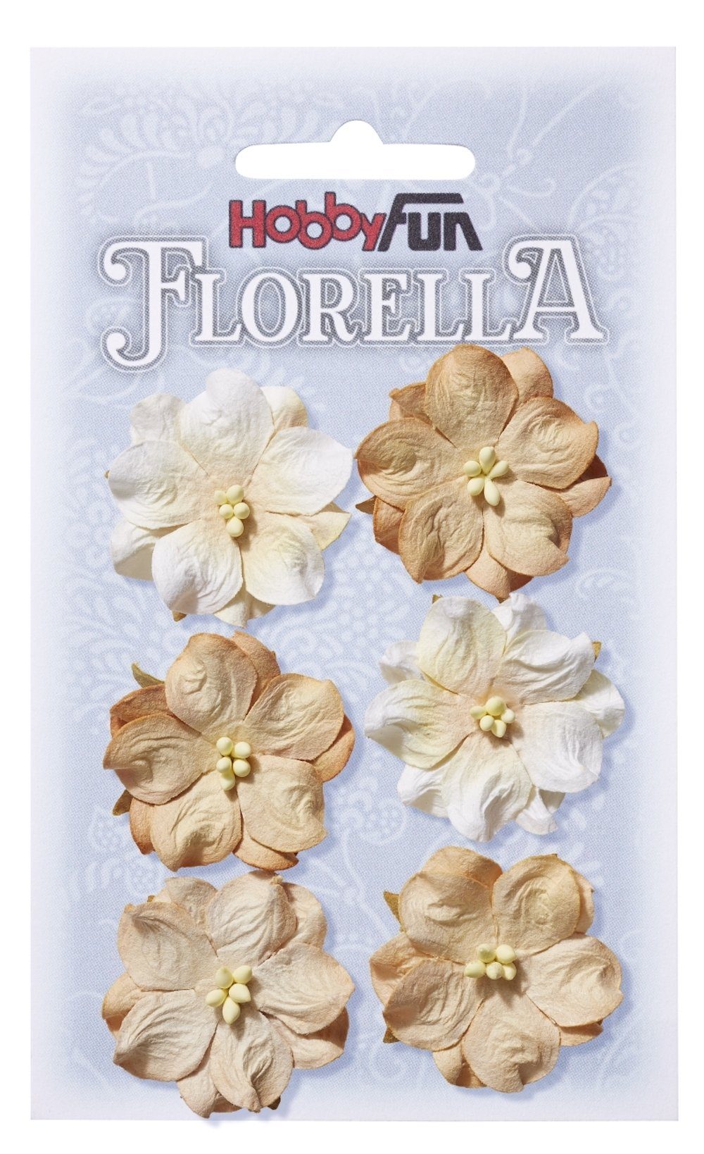 HobbyFun Dekofigur FLORELLA-Blüten aus Maulbeer-Papier beige 3,5 cm