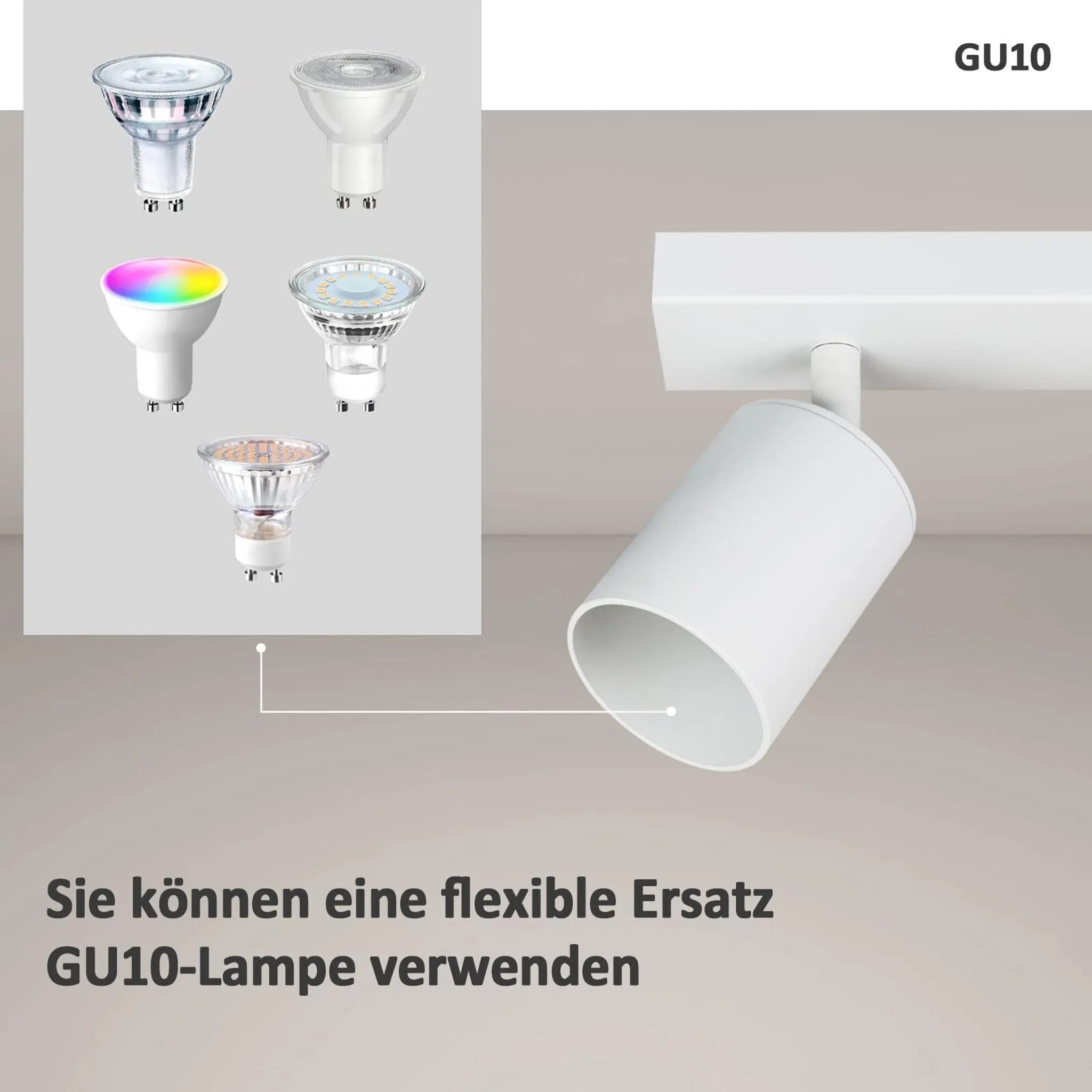 Nettlife Deckenstrahler Weiß 3 Flammig GU10 Deckenleuchte 42CM Modern Deckenspot, 350° schwenkbar, LED wechselbar, Wohnzimmer Schlafzimmer Küche Flur— perfekt als Weihnachtsgeschenk