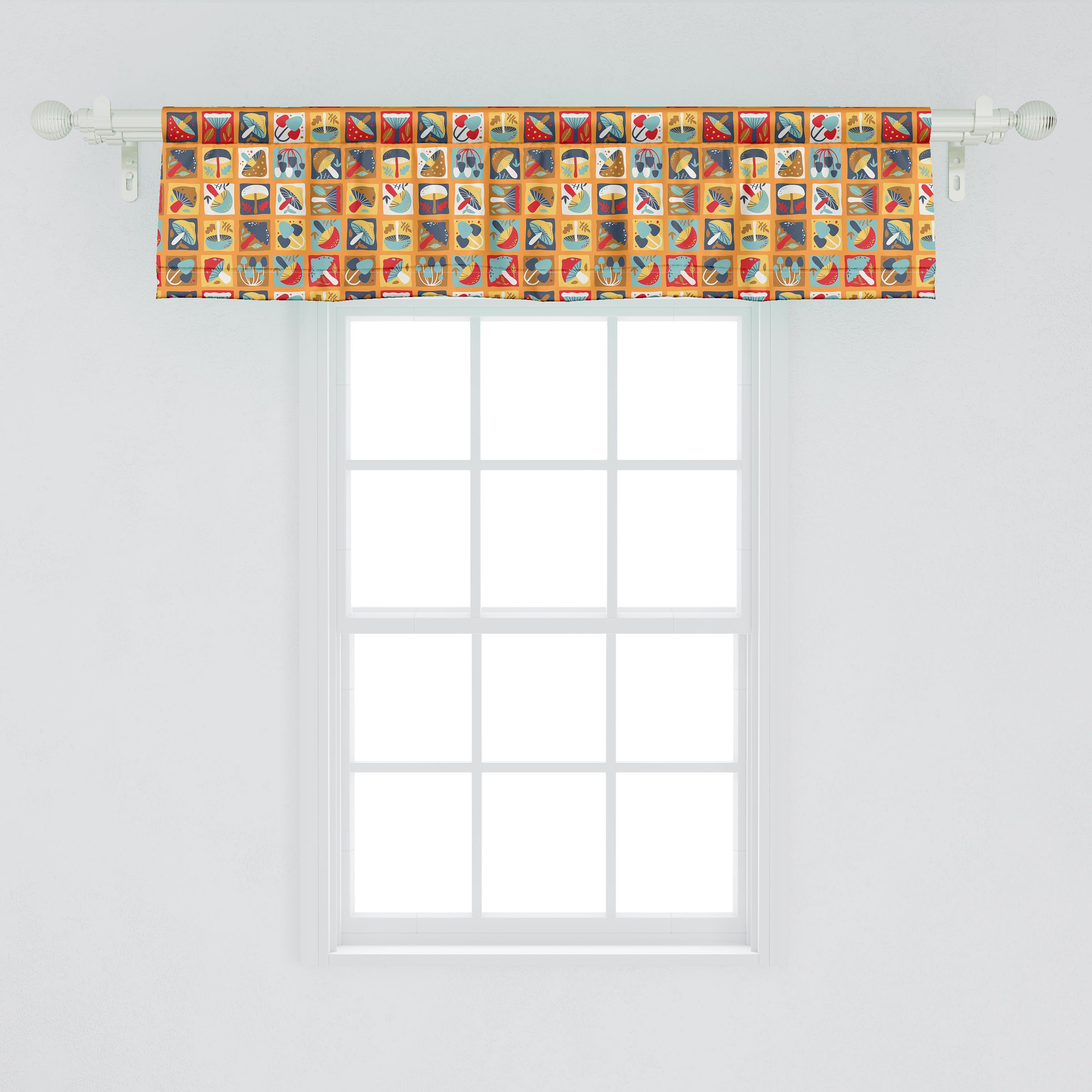 Scheibengardine Vorhang Volant Küche für Abakuhaus, Microfaser, Stangentasche, mit Abstrakt Pilz Herbst Schlafzimmer Kunstwerk Dekor
