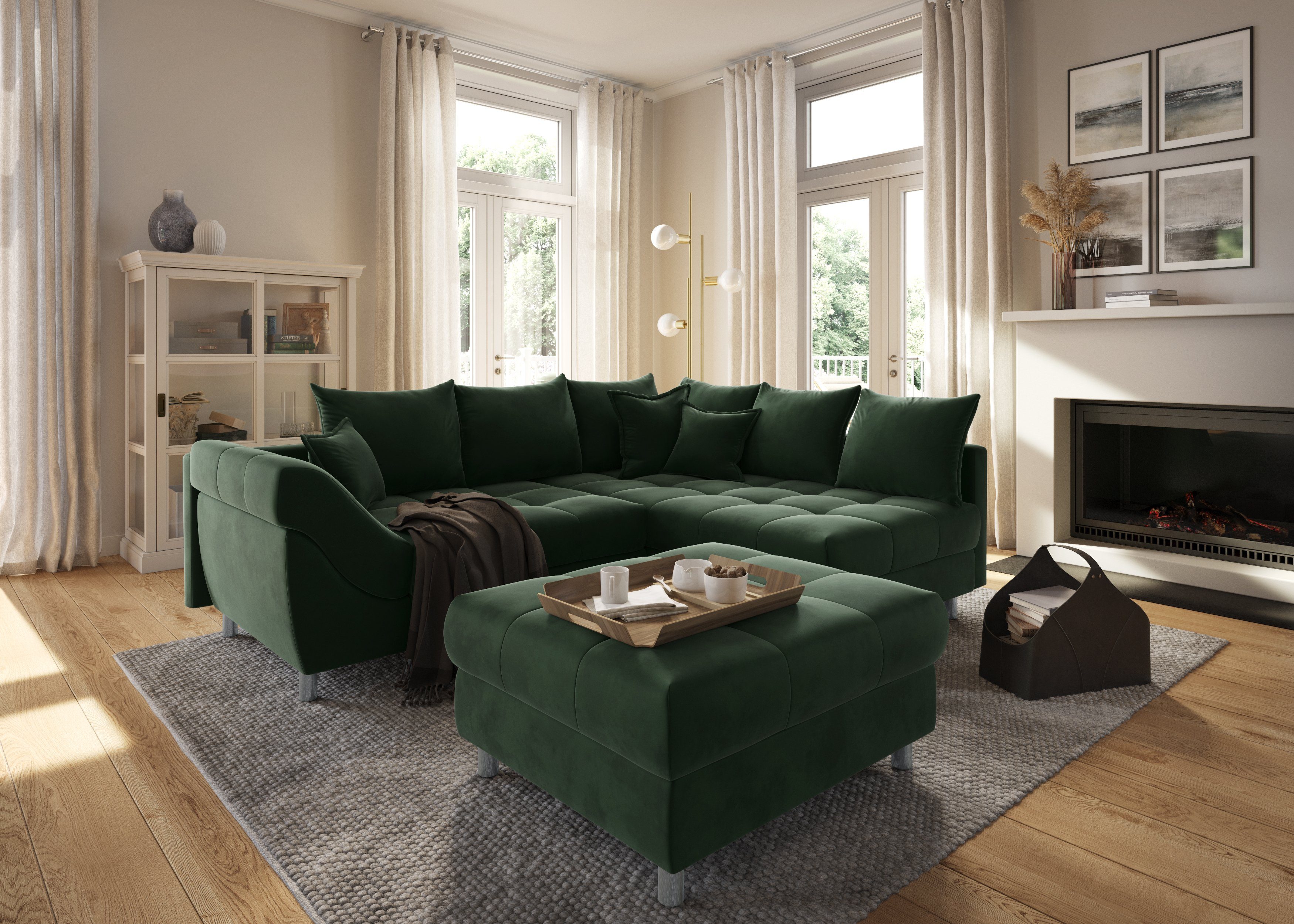 COLLECTION AB Ecksofa Innsbruck L-Form, B: 247 cm, 3 Zierkissen, Federkern
