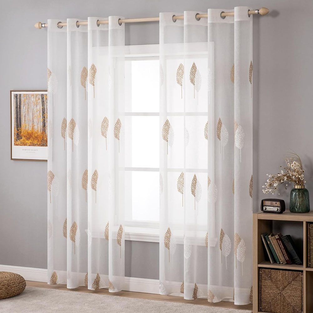 NUODWELL Gardine 2er Set Wohnzimmer Vorhänge, günstig online kaufen