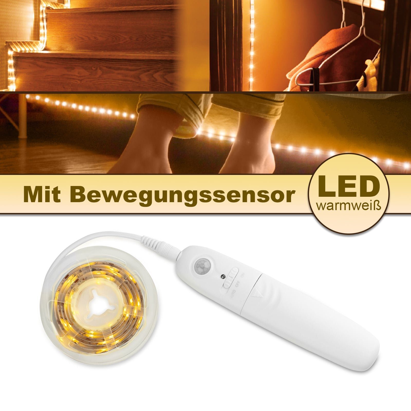 EAXUS LED-Streifen 30 LED Strip mit Bewegungssensor und Helligkeitssensor - günstig online kaufen