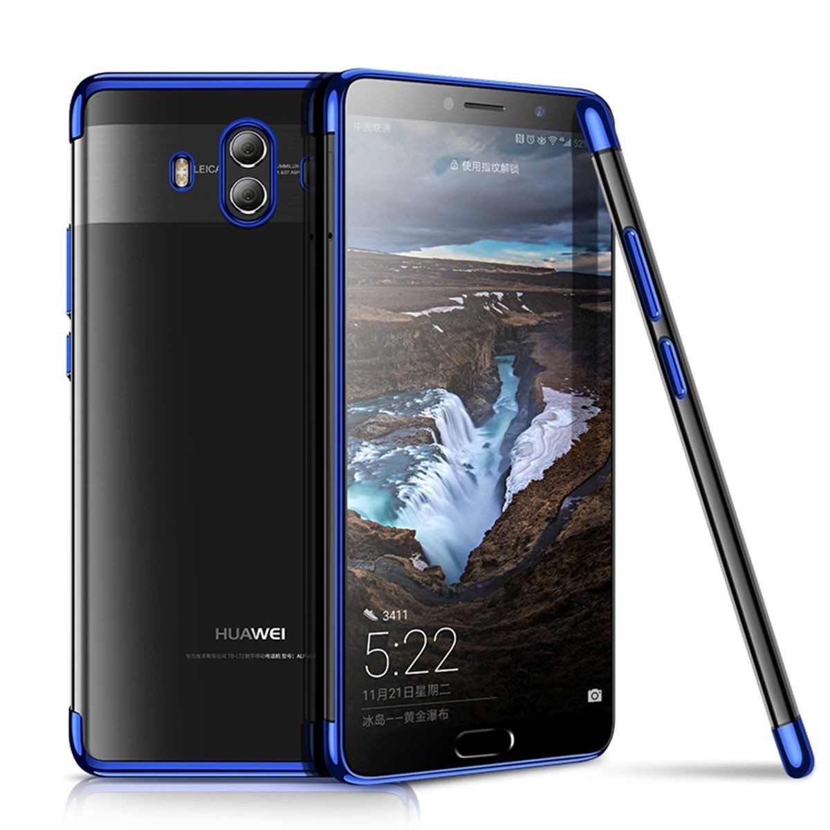 König Design Handyhülle Huawei Mate 10, Huawei Mate 10 Handyhülle Bumper Backcover Blau