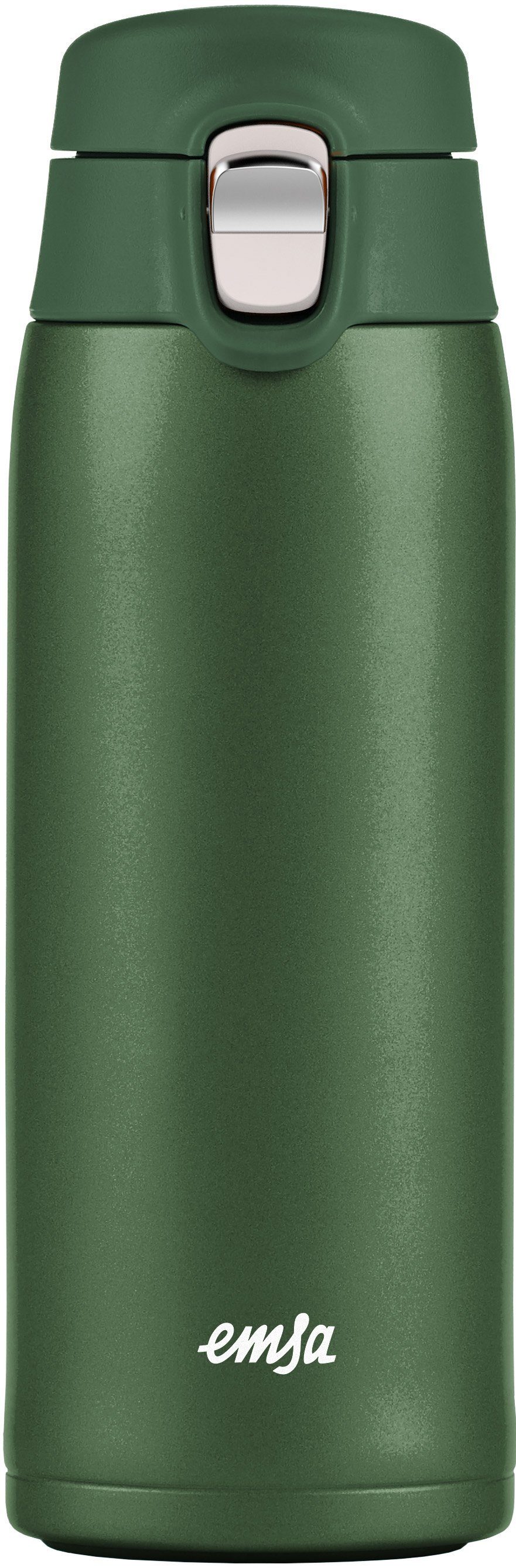 Emsa Thermobecher Travel Mug, Edelstahl, Kunststoff, 0,4L, leicht, Edelstahl, Klappverschluss, 100% dicht, 8h heiß/16h kalt