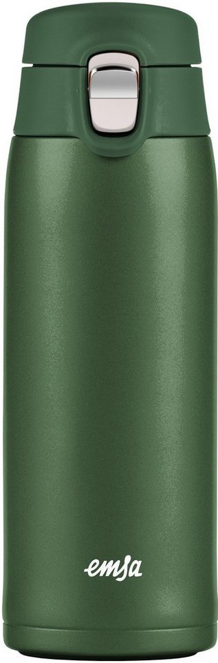 Emsa Thermobecher Travel Mug Light, Edelstahl, Kunststoff, 0,4L, leicht,  Edelstahl, Klappverschluss, 100% dicht, 8h heiß/16h kalt