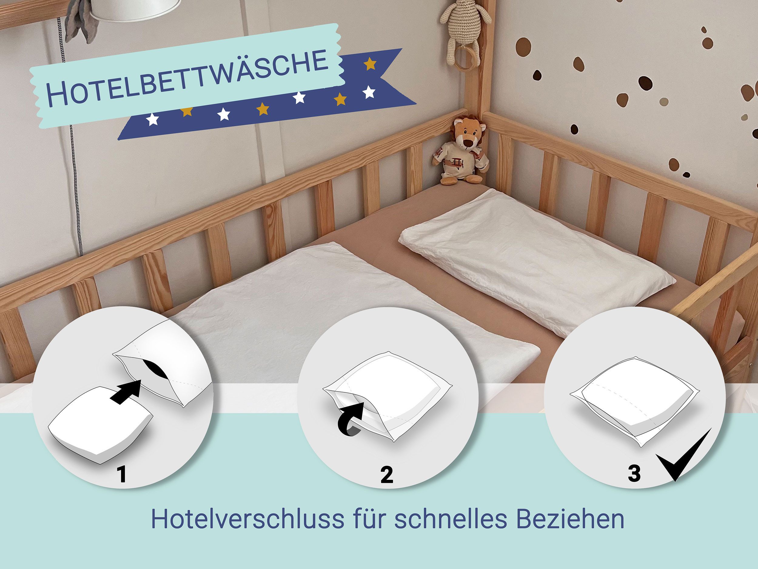 ZOLLNER Kinderbettwäsche, Renforce, 2 teilig, 100% Baumwolle, vom Hotelwäschespezalisten