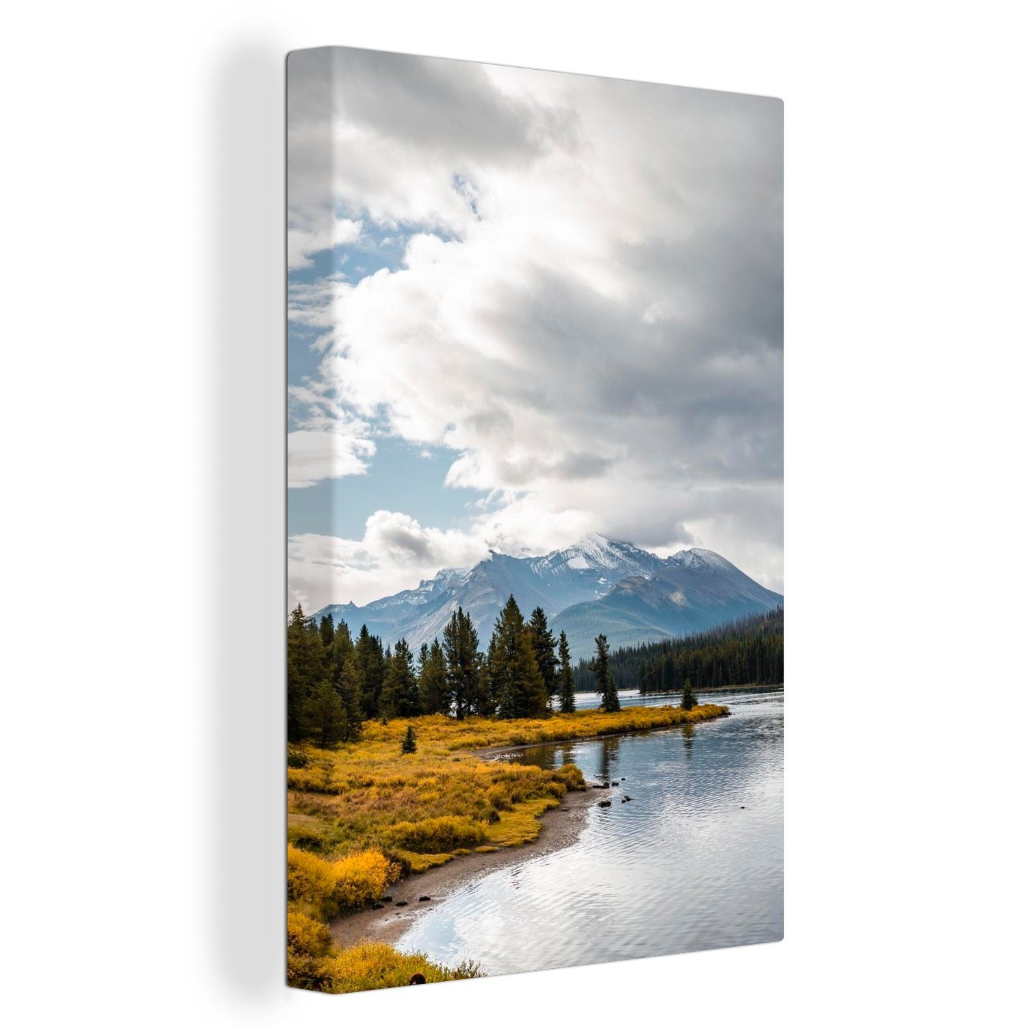 OneMillionCanvasses® Leinwandbild Maligne Lake im Jasper National Park, (1 St), Leinwandbild fertig bespannt inkl. Zackenaufhänger, Gemälde, 20x30 cm