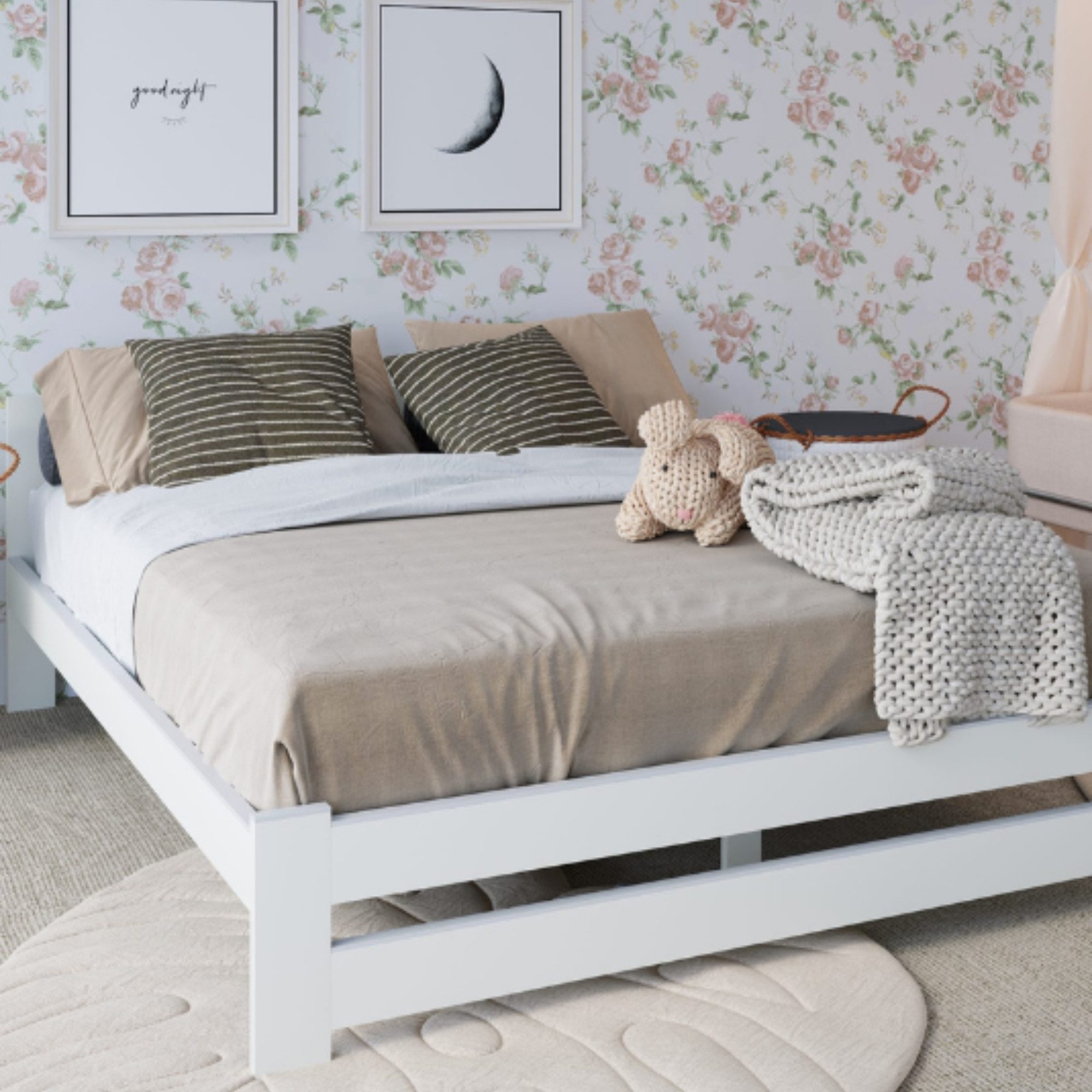 Home Collective Holzbett mit Lattenrost Modern Bett Kiefer Bettgestell Massivholzbett Klassisch (90x200, 120x200, 140x200, 160x200 cm), Doppelbett, Skandi Boho  – Bild 3 von 5