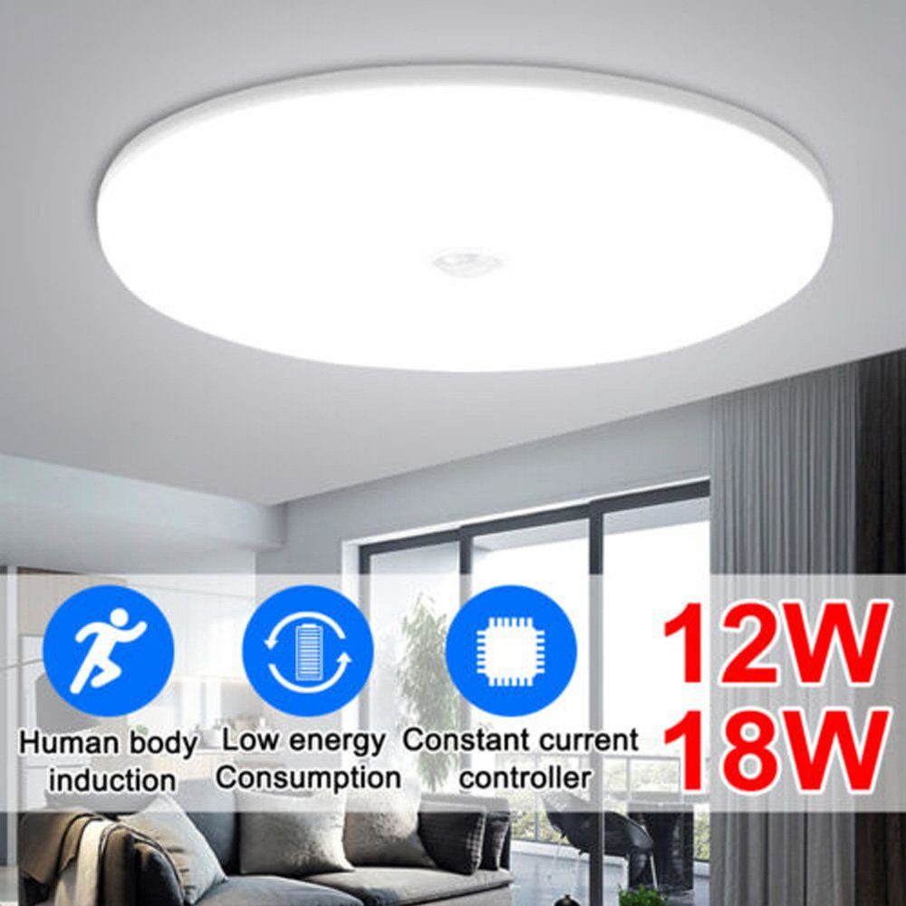 BlingBin LED Deckenleuchte LED Deckenleuchte Deckenlampe mit Bewegungsmelder  Bewegungssensor, 12W