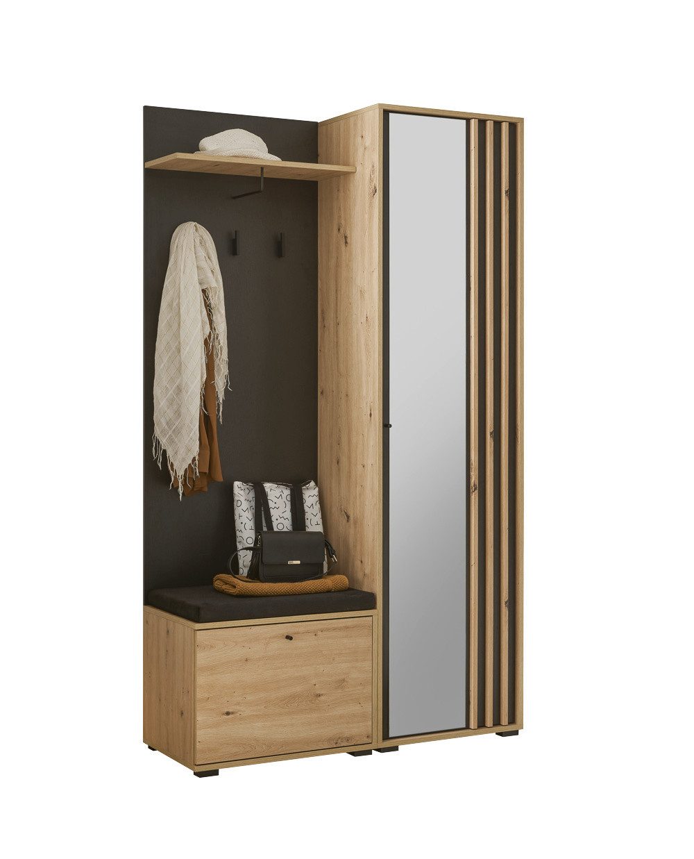 moebel-dich-auf Kompaktgarderobe VOLAM (Paneel + Sitzbank + Garderobenschra günstig online kaufen