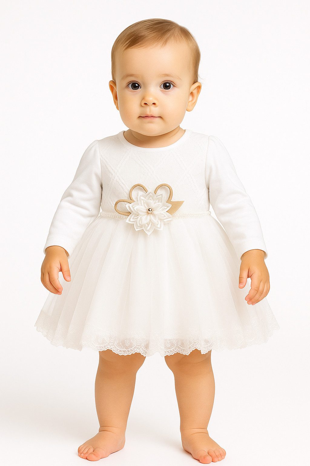 Lorey Medtec Taufkleid Mädchen Kleid, Prinzessin Kleid, Partykleid für Kleinkind, Baumwolle Spitze