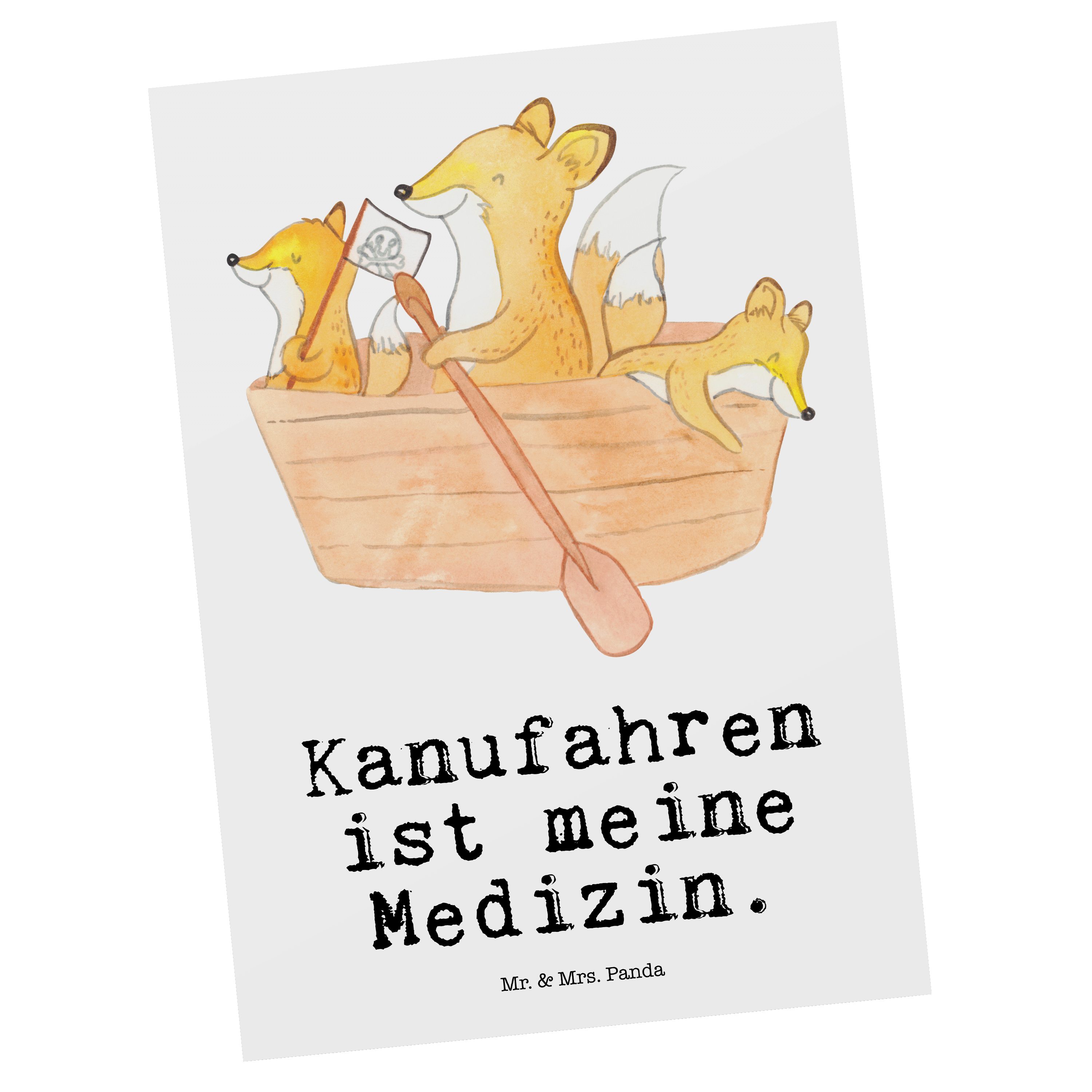 Mr. & Mrs. Panda Postkarte Bär Kanufahren Medizin - Weiß - Geschenk, Einladung, Einladungskarte