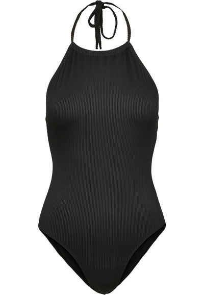 URBAN CLASSICS Monokini Urban Classics Damen Ladies Rib Neckholder Swimsuit