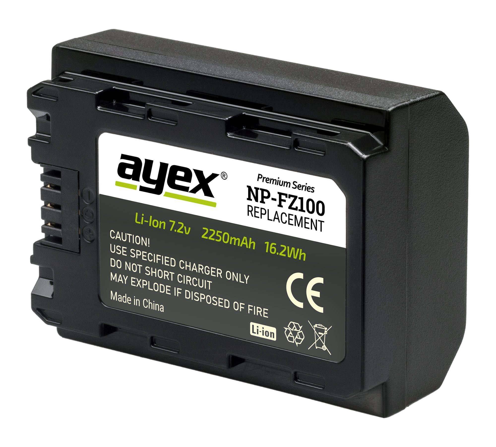 ayex NP-FZ100 Akku für Sony Alpha A9 Kamera-Akku III Leistungsstark A9R Zuberlässig A7R
