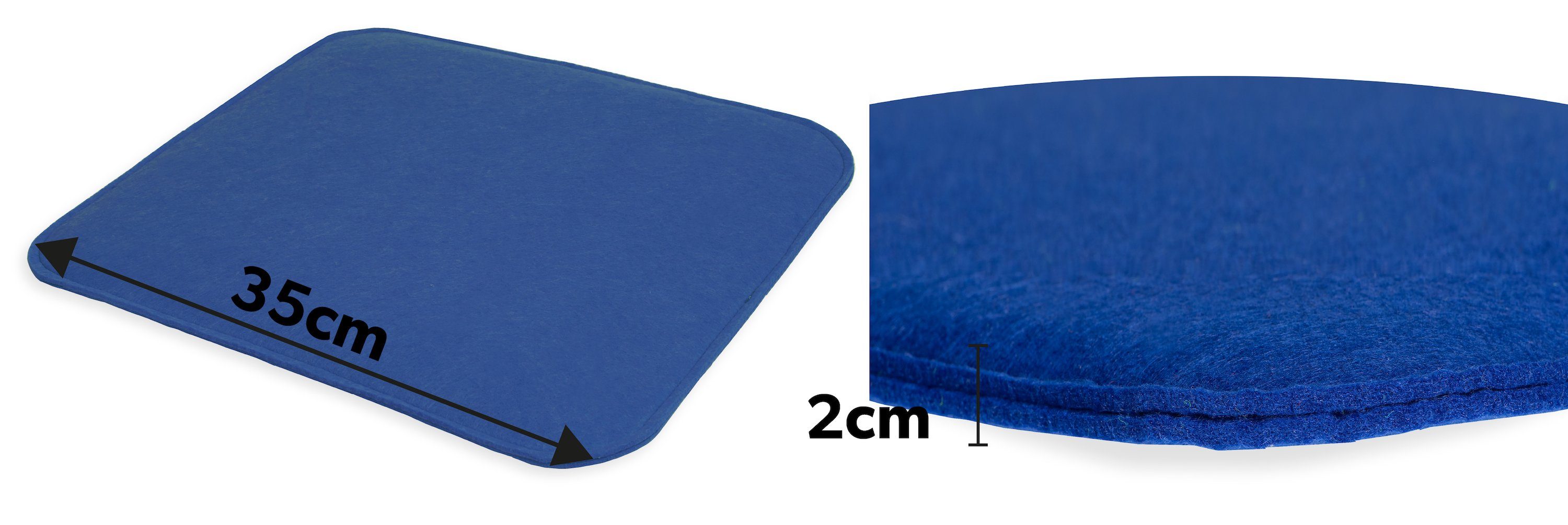 quadratisch 4er cm Stuhlkissen aus Set sunnypillow Filz 35x35 Blau Stuhlkissen