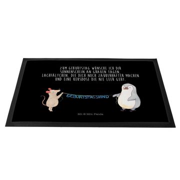 Fußmatte 40 x 60 cm Maus Pinguin Geburtstag - Schwarz - Geschenk, Geburtstage, Mr. & Mrs. Panda, Höhe: 0.3 mm, Elegantes Design