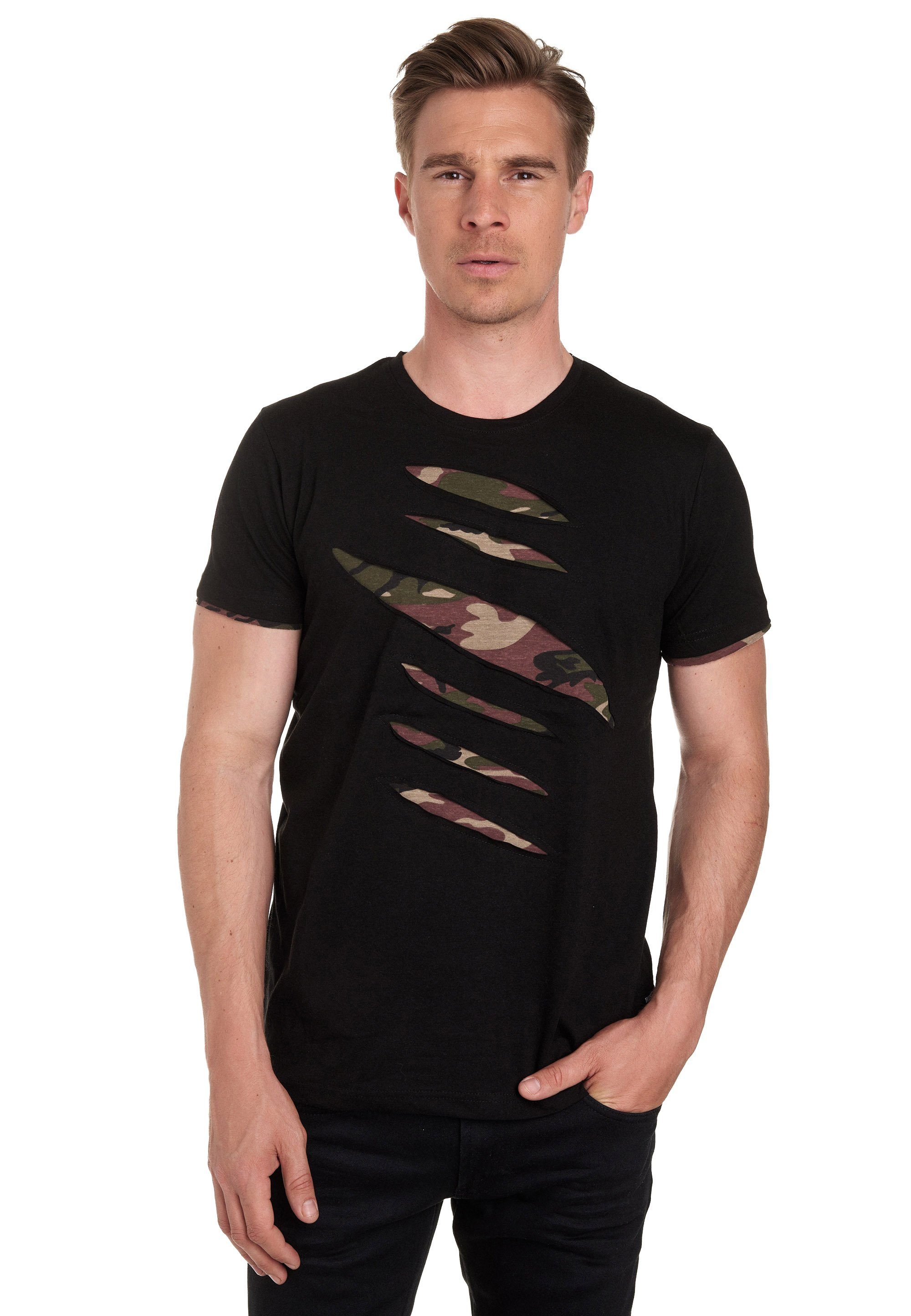 Rusty Neal T-Shirt im trendigen 2-in-1-Design schwarz