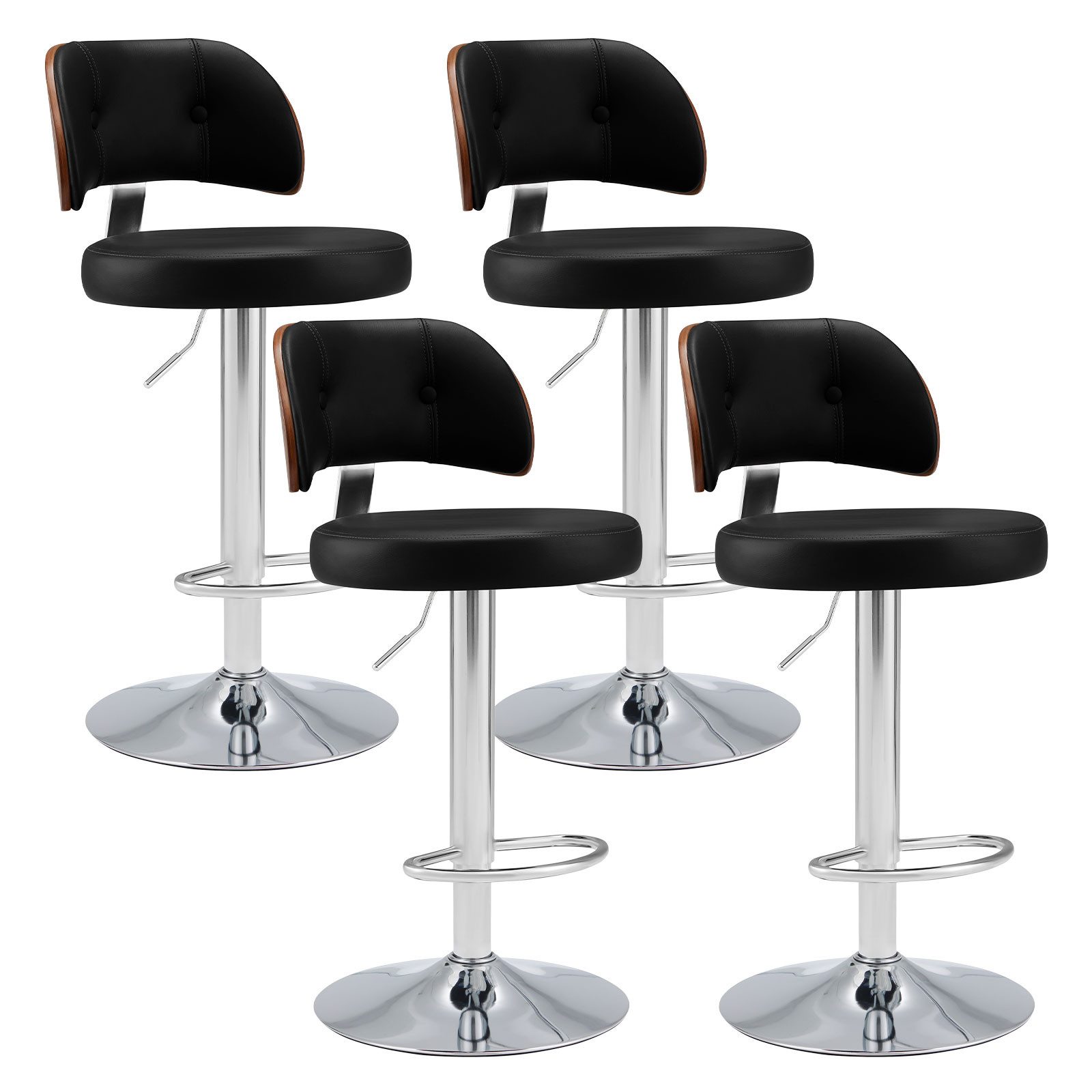 Barhocker Barstuhl Drehstuhl mit Fußstützen, Moderne PU-Leder, höhenverstellbar