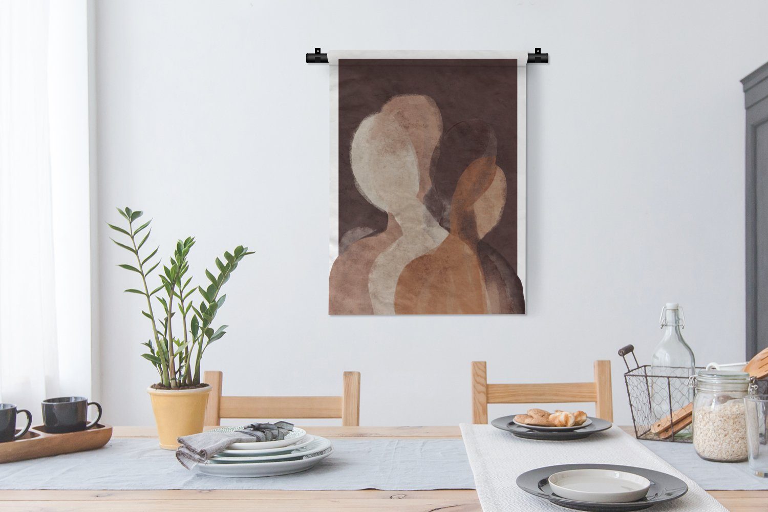 der Wanddekoobjekt Schlafzimmer Wohnzimmer, Menschen Braun an - Wand, Kunst, Tapisserie, Abstrakt MuchoWow Deko für - -