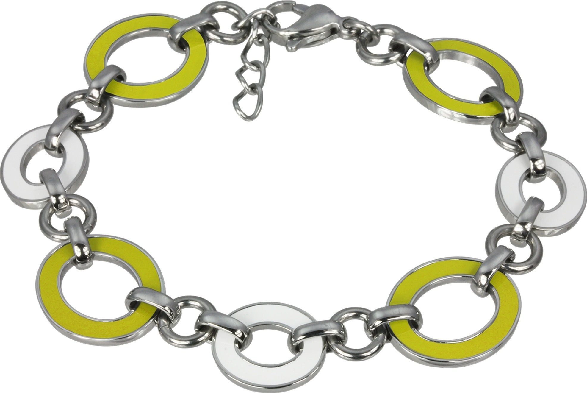 Amello Edelstahlarmband Amello Oval Armband gelb weiß Damen (Armband), Armband (Oval) ca. 18cm + 2cm Verlängerung, Edelstahl (Stainless Steel