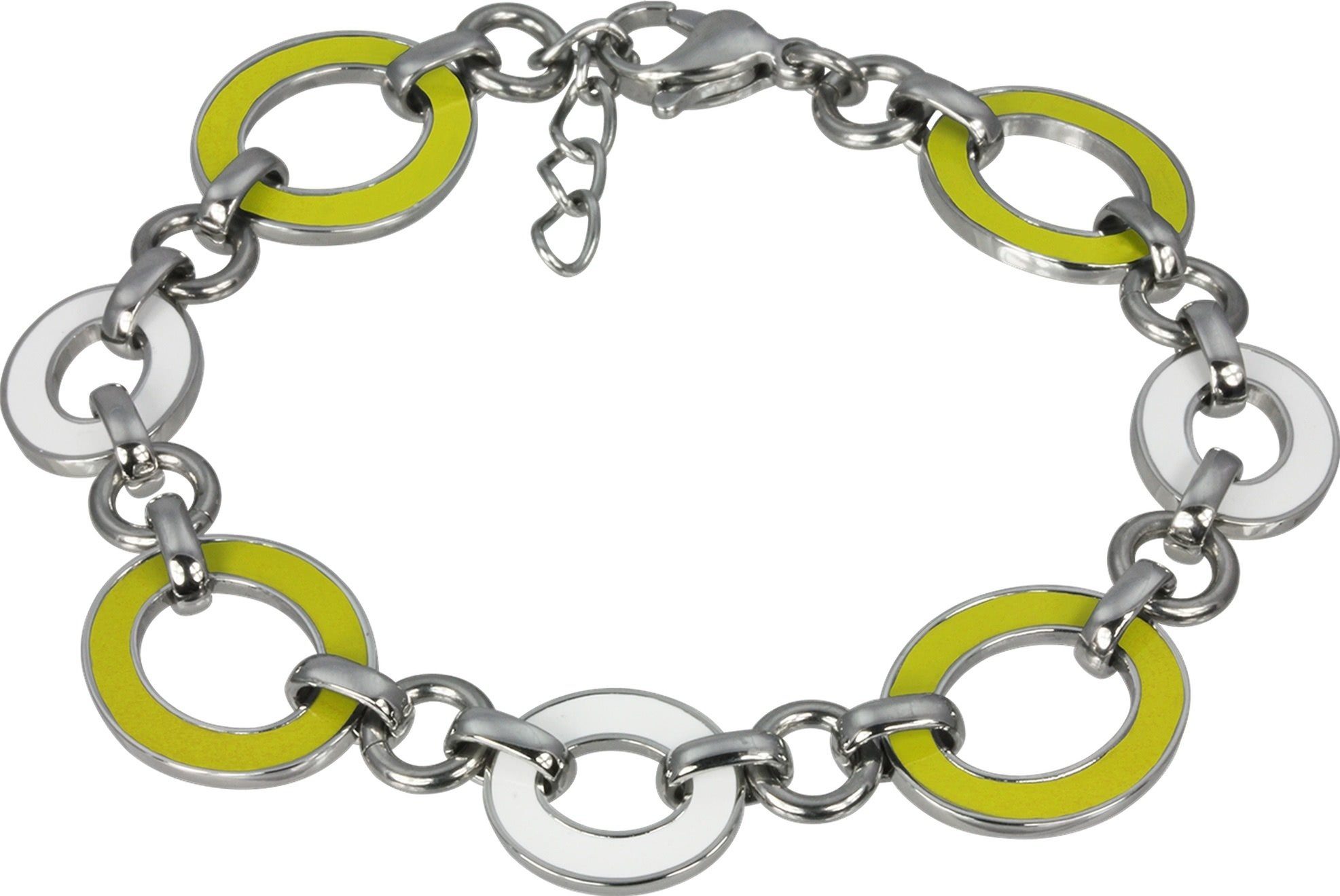 Edelstahlarmband Amello Oval Armband gelb weiß Damen