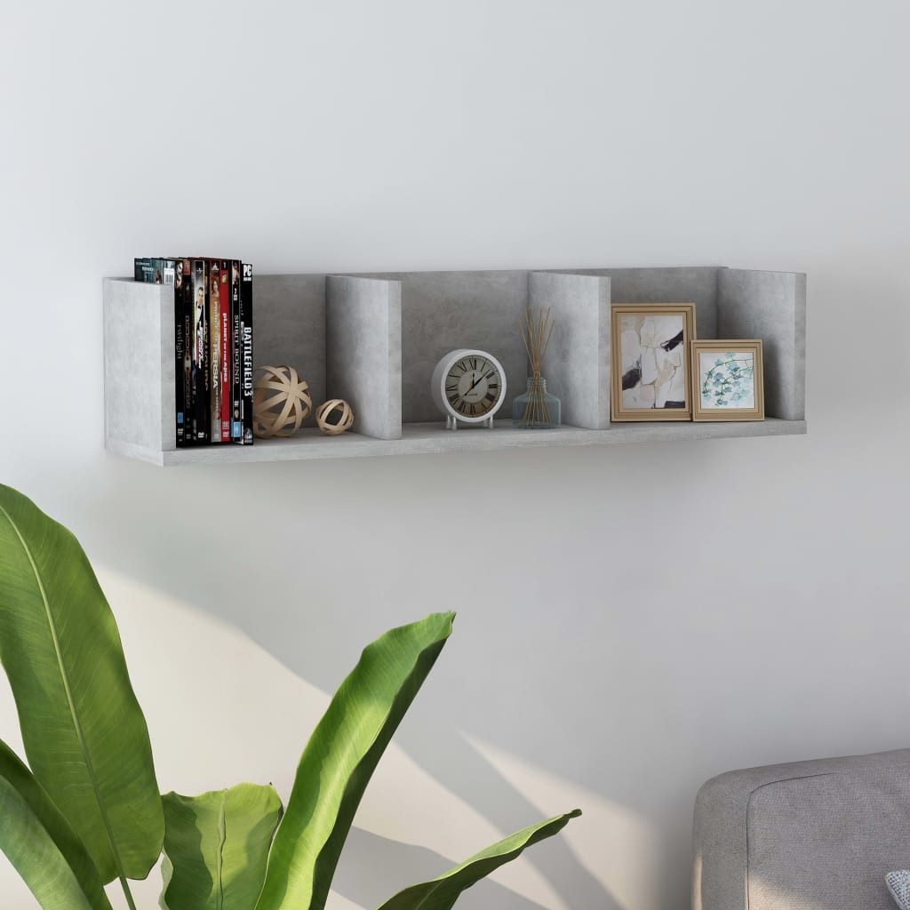 Wandregal CD-Betongrau 75 x 18 x 18 cm aus Holzwerkstoff