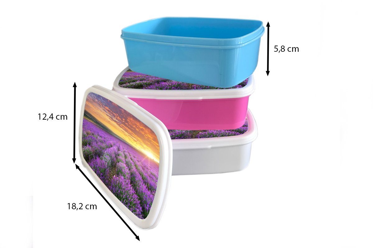 Kinder, Kunststoff Snackbox, rosa Lavendel Wolken (2-tlg), MuchoWow Brotbox Brotdose - Kunststoff, für Erwachsene, Mädchen, Lunchbox Frühling, -