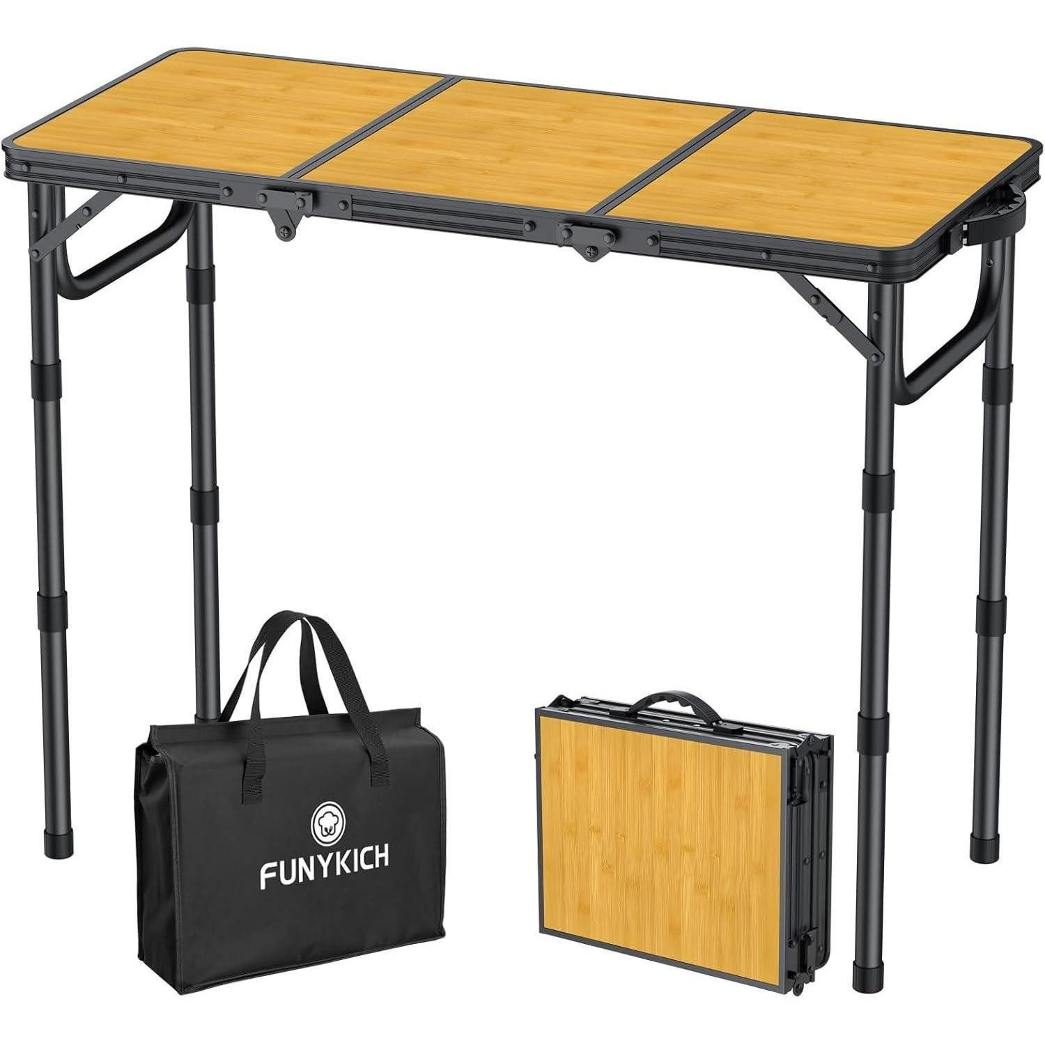 LuxusKollektion Campingtisch Campingtisch Klapptisch Aluminium 87x40cm 3 Höhen Schwarzgelb