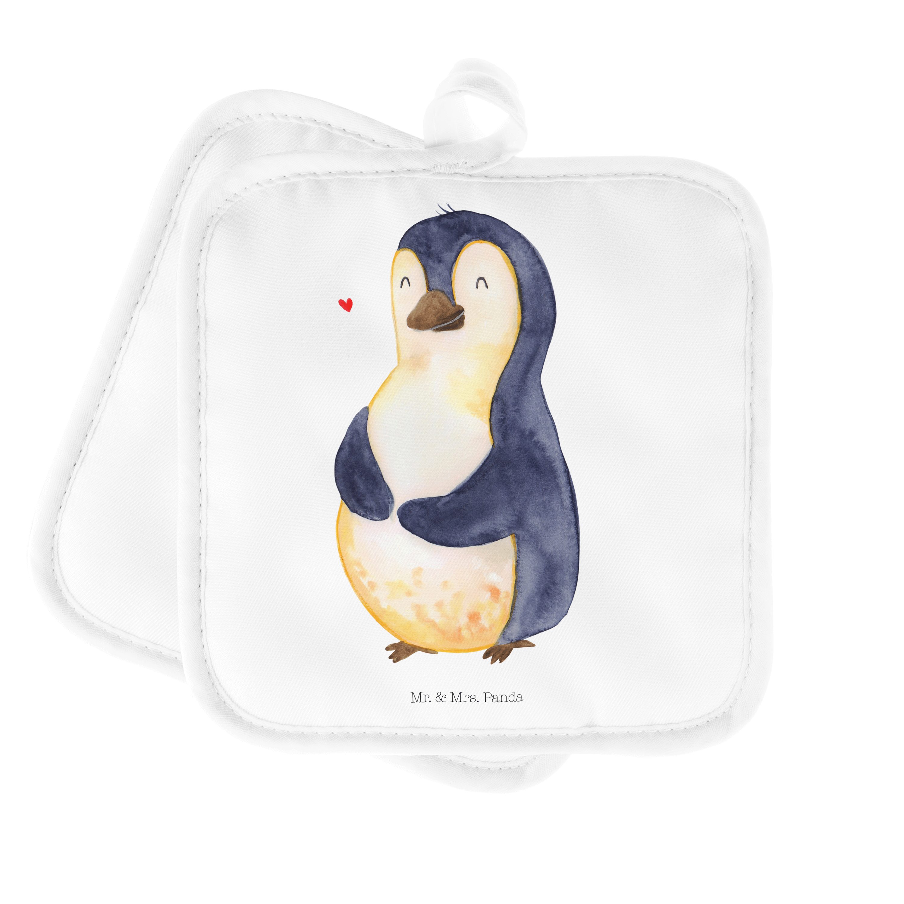 Mr. & Pinguin Geschenk, Topfuntersetzer, - Diät Topflappen Topflappen, Mrs. (1-tlg) Panda Weiß - Abnehmen