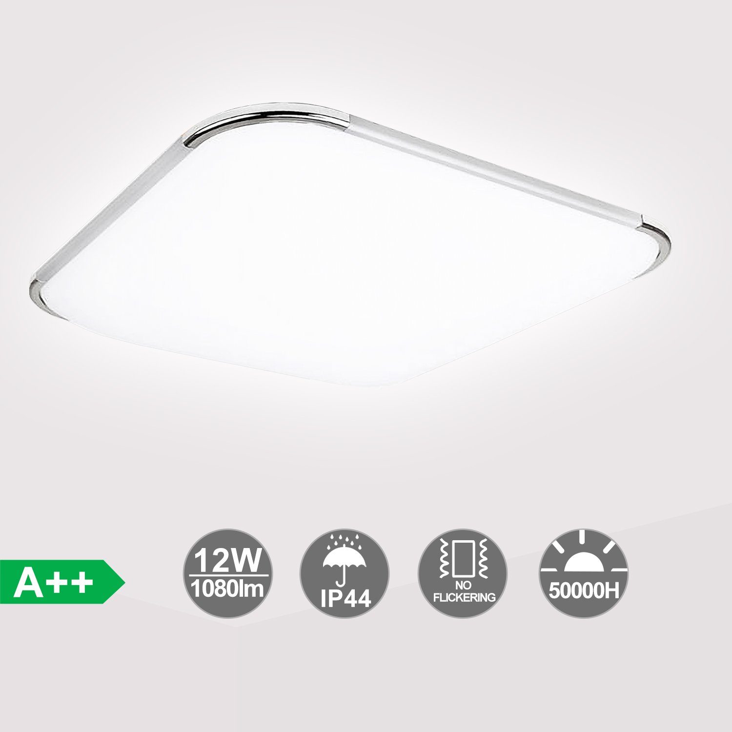 Clanmacy LED Deckenleuchte LED Deckenlampe Ultraflach modern weiß Dimmbar  Wohnzimmer 15W Kaltweiß