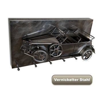 HAKU Wandgarderobe Große Hakenleiste mit Klassischem 3D Motiv - 3D Wandbild, 6 Haken, Einfache Montage, Vintage Deko, venickelter Stahl