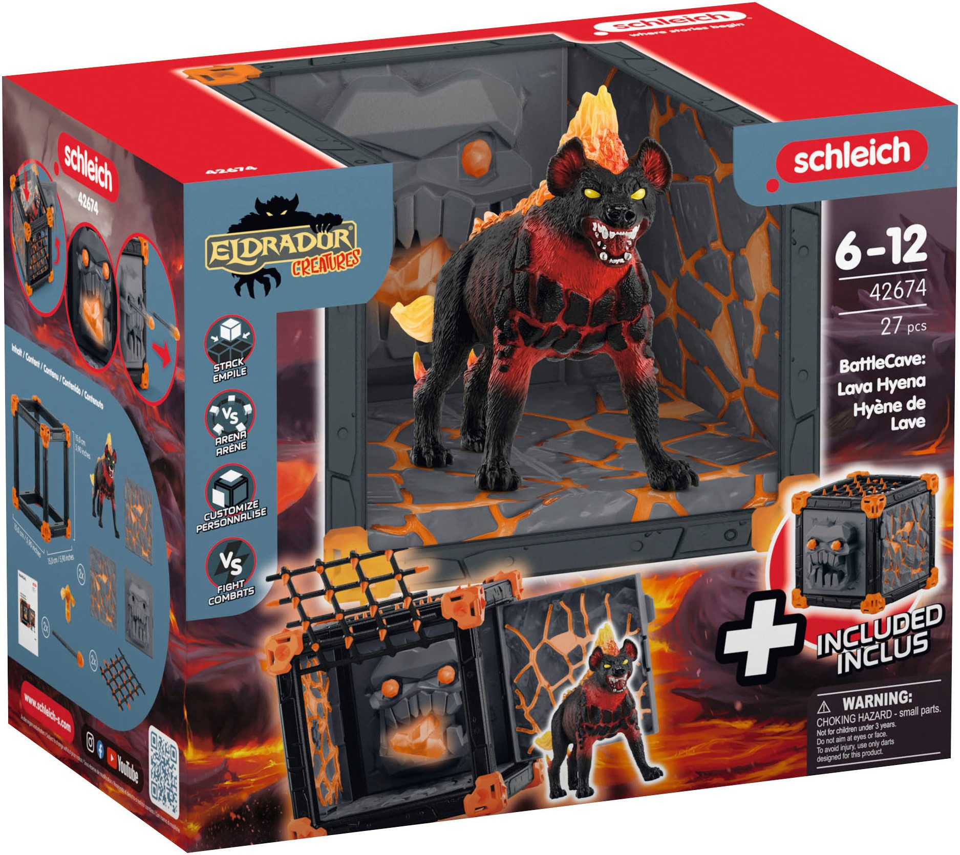 Schleich® Spielfigur ELDRADOR® CREATURES, BattleCave Lavahyäne (42674)