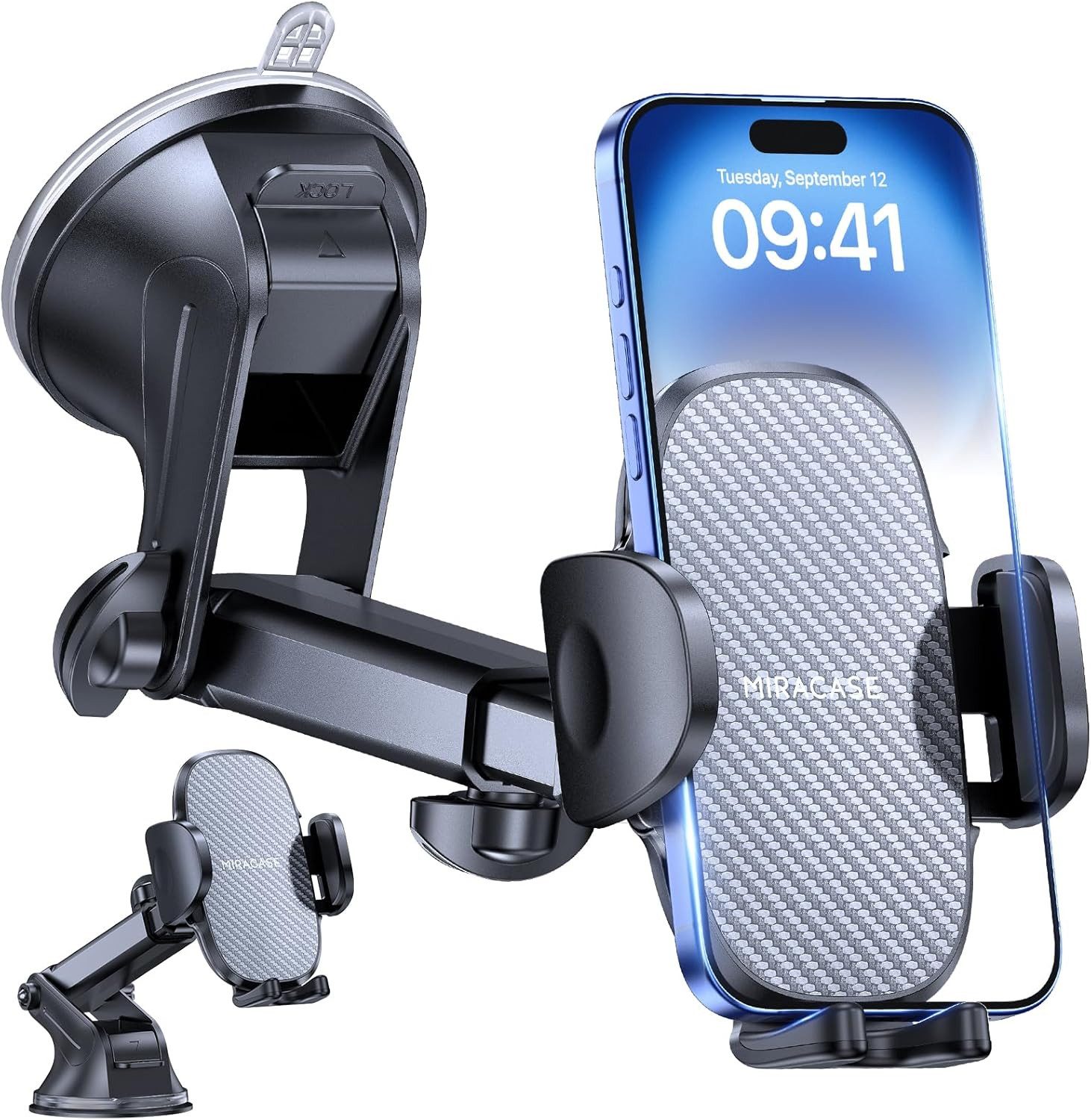 Miracase Handy-Halterung für Lüftung – 360° drehbare KFZ-Halterung mit Doppelhaken, (bis 7 Zoll, Lüftungsclip-Halterung, für iPhone Galaxy Smartphone Navi)